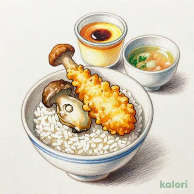 松茸と牡蠣の秋天丼（茶碗蒸し・みそ汁付き）