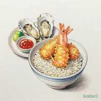 海老と牡蠣の秋小天丼（彩り小鉢セット）