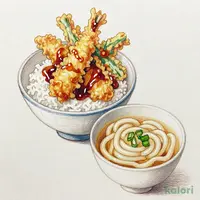 たれづけ国産野菜天重（温）小うどん付