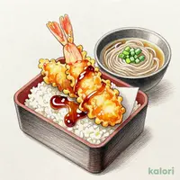 たれづけ大海老天重（温）小そば付