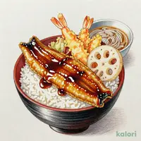 たれづけ海老穴子天重（温）小そば付