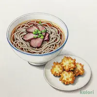 とり小天ぷらと牛肉つけ汁そば