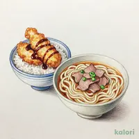 とり小天丼と牛肉つけ汁うどん