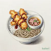 とり小天丼と牛肉つけ汁そば
