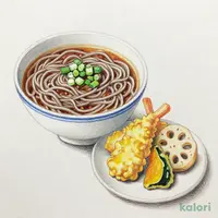 国産野菜小天ぷらとそば（温）