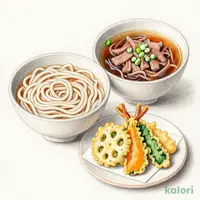 国産野菜小天ぷらと牛肉つけ汁うどん
