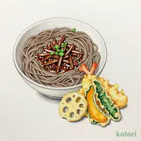 国産野菜小天ぷらと牛肉つけ汁そば