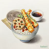 国産野菜小天丼とそば（冷）
