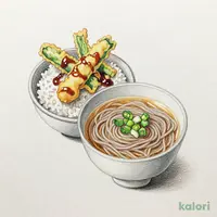 国産野菜小天丼とそば（温）