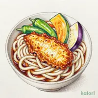 夏野菜と鯵の天ぷらうどん（冷）