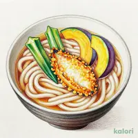夏野菜と鯵の天ぷらうどん（温）