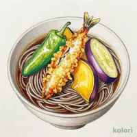 夏野菜と鯵の天ぷらそば（温）