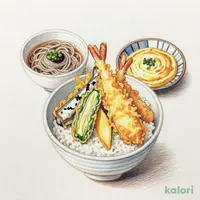 夏野菜と鯵の天丼（冷）小そば・茶碗蒸し付き