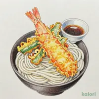 大海老小天ぷらとうどん(冷)
