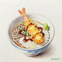 大海老小天丼とそば（冷）