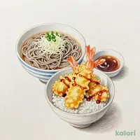 大海老小天丼と冷やしおろしそば