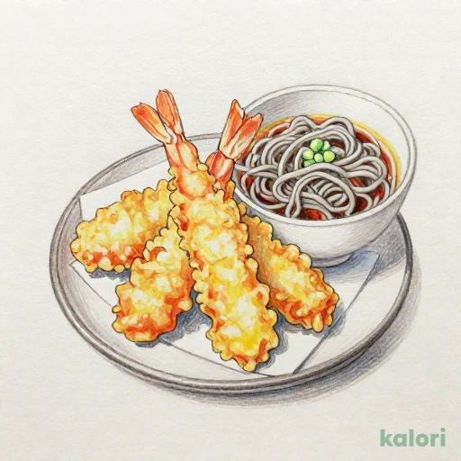 海老穴子小天ぷらとそば（冷） 612kcal — What's in It & Nutrition