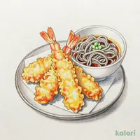 海老穴子小天ぷらとそば（冷）