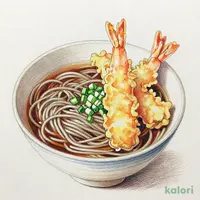 海老穴子小天ぷらとそば（温）