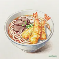海老穴子小天ぷらと牛肉つけ汁うどん