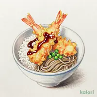 海老穴子小天丼とそば（冷）