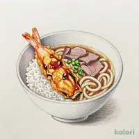 海老穴子小天丼と牛肉つけ汁うどん