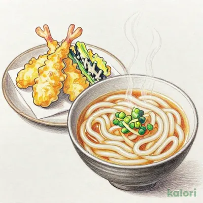 鮮やか べジポテ天ぷらと（温）（1人前）うどん
