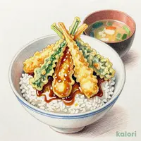 鮮やか べジポテ天丼（みそ汁付き）