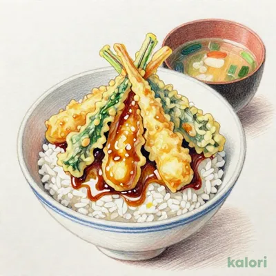 鮮やか べジポテ天丼（みそ汁付き）