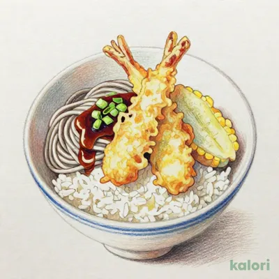 鮮やか べジポテ天丼（温）（1人前）藪そばセット