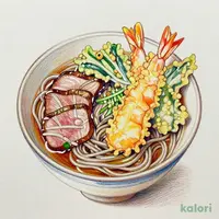 Large Shrimp Tempura and Beef Dipping Soba