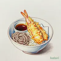 大海老小天丼とそば（冷）