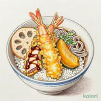 てんやの上天丼（1人前）藪そばセット（温）