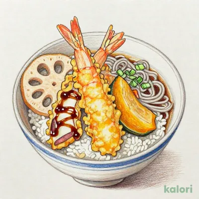 てんやの上天丼（1人前）藪そばセット（温）