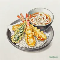 てんやの上天丼（小）うどんセット（温）