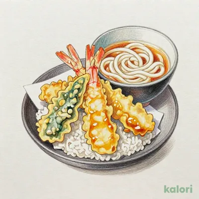 てんやの上天丼（小）うどんセット（温）