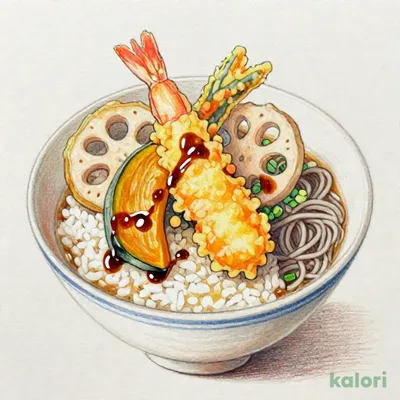 てんやの上天丼（小）藪そばセット（温）
