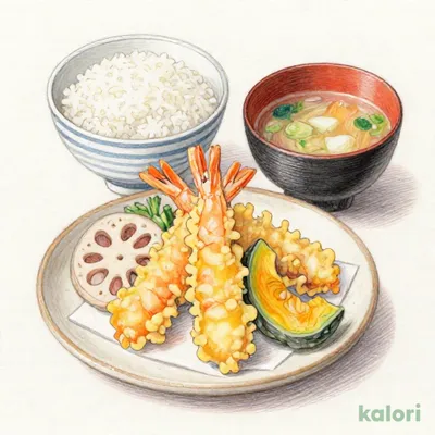 てんやの特上天ぷら定食（小鉢のしょうゆ除く）