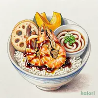 てんやの特上天丼（1人前）うどんセット（冷）
