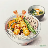 オールスター天丼（みそ汁付き）