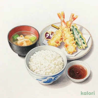 元祖てんやの天ぷら定食（小鉢のしょうゆ除く）