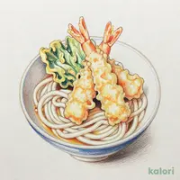 冷たいおこさまうどん（うどんと天ぷら）