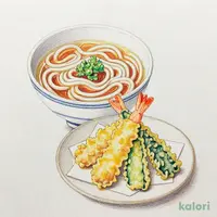 海老と4種の北陸産天ぷらとうどん（温）