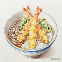 海老と4種の北陸産天丼（1人前）藪そばセット（温）