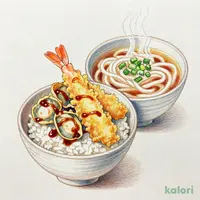 海老と4種の北陸産天丼（小）うどんセット（温）