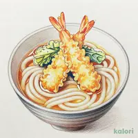 海老と活〆穴子切身の天ぷらと(温)(1人前)うどん