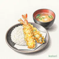 海老と活〆穴子切身の天ぷら定食（小鉢のしょうゆ除く）