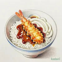 海老と活〆穴子切身の天丼（冷）（1人前）うどんセット