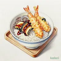 海老と活〆穴子切身の天丼（冷）（1人前）藪そばセット