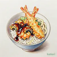 海老と活〆穴子切身の天丼(冷)(小)うどんセット